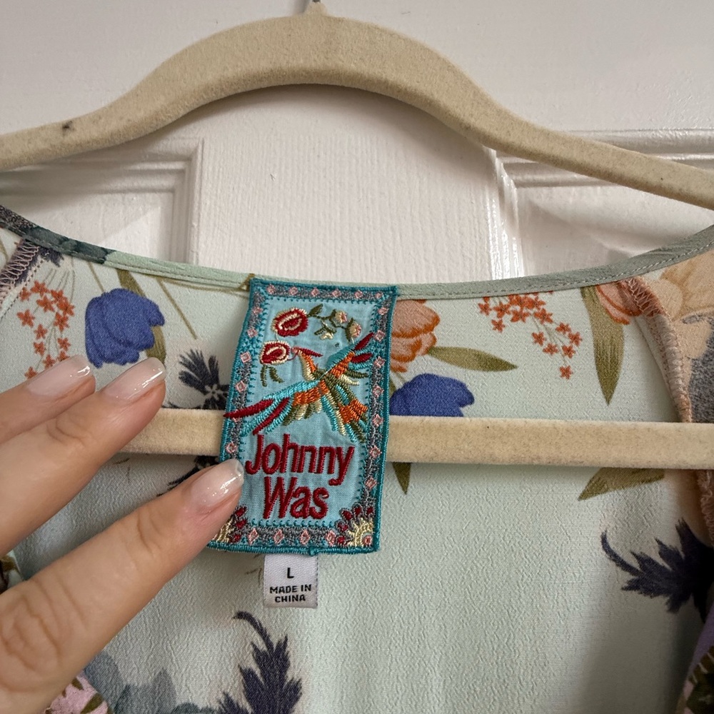 Johnny Was Floral Dress with Blue and Green Accents - Picture 4 of 4